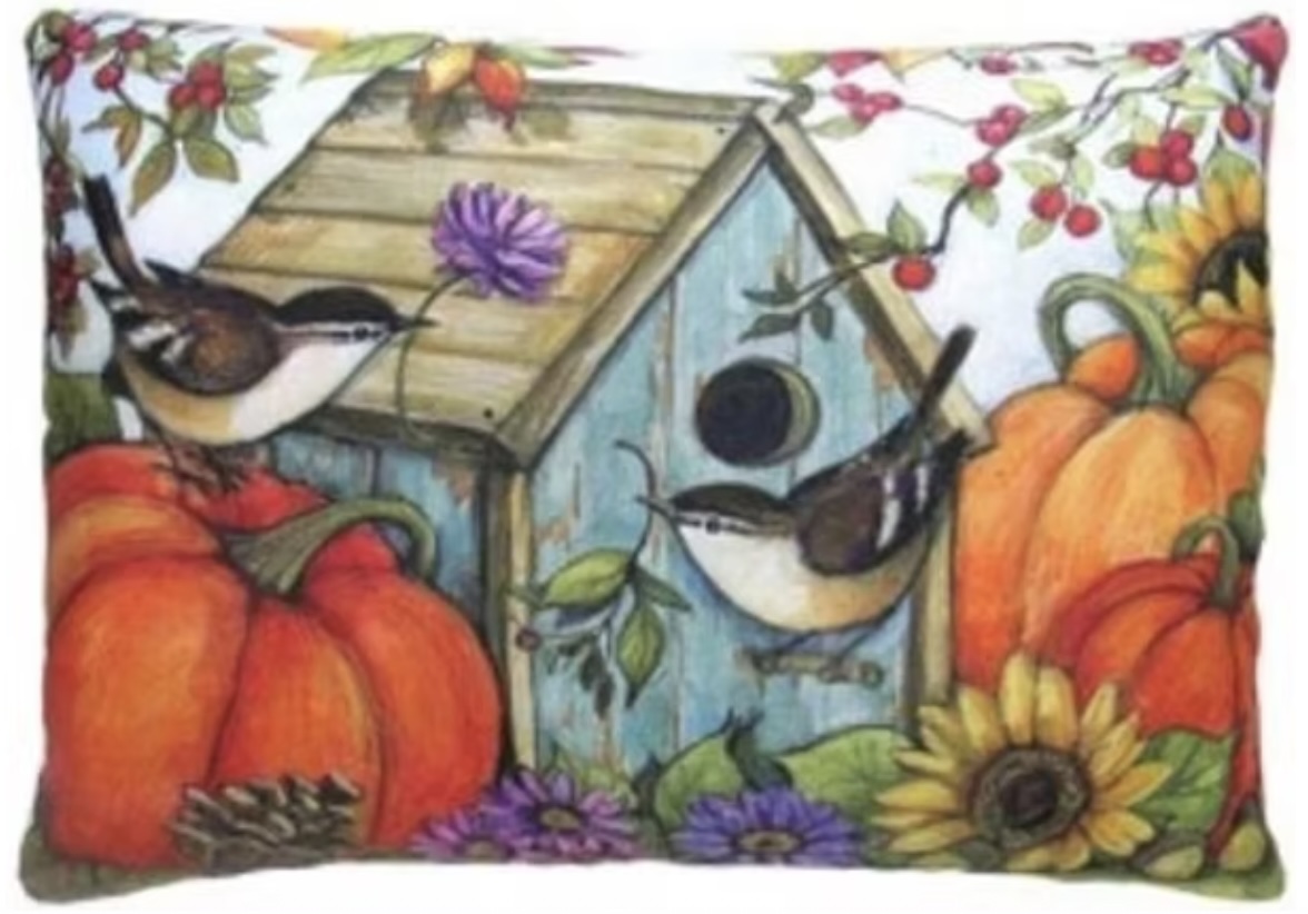 Pumpkin Birdhouse Pillow 19"X24" 