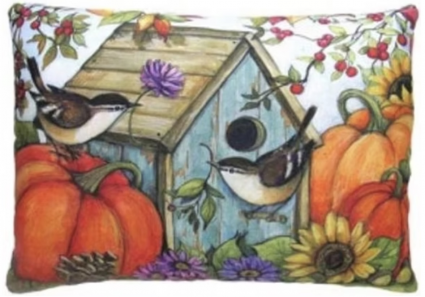 Pumpkin Birdhouse Pillow 19"X24" 