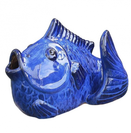 Swimming Ceramic Carp in Blue