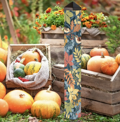 Fall Birds & Berries Art Pole 40"