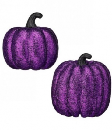 Tall Purple Glitter Pumpkin  5.5" 