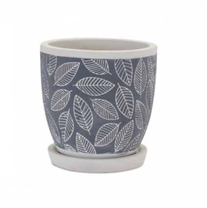 Grey Leaves Pot 4.5"H
