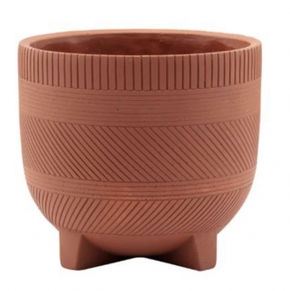 Orange Concrete Pot with Feet 7"H