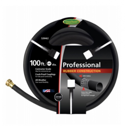 Premium Black Rubber Garden Hose 100'