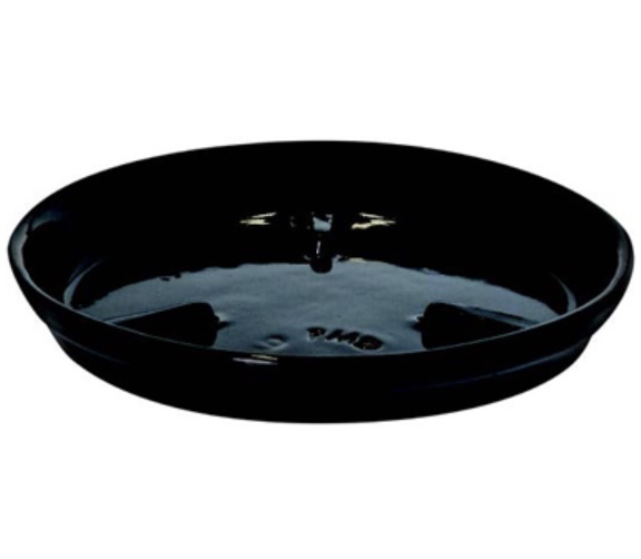 Leo Black Glazed Terracotta Saucer 8"