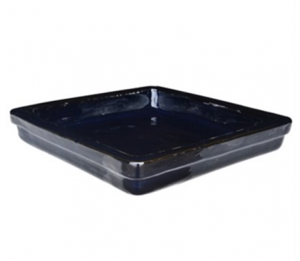 Black Glazed  Square Plant Saucer 14.2"