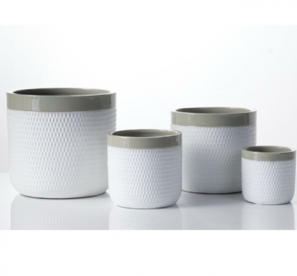 Dimples Green Rim Planter 9.5 X 9.2"H