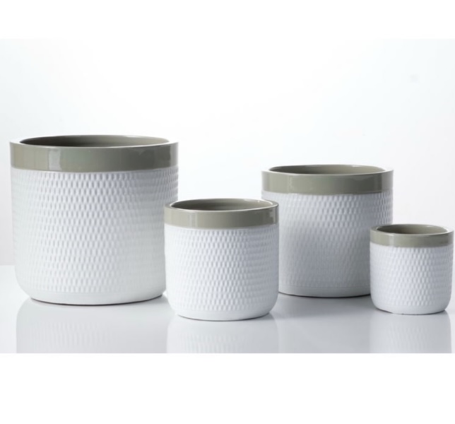 Dimples Green Rim Planter 7"X6.7"H