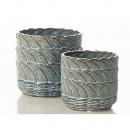 Light Blue Wave Planter  6"W X 5.5"H