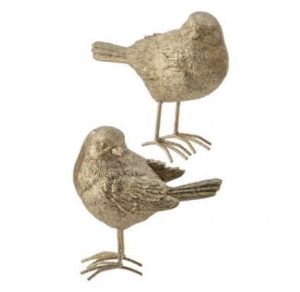 Champagne Resin Glitter Birds 4.5" (Sold Separately)