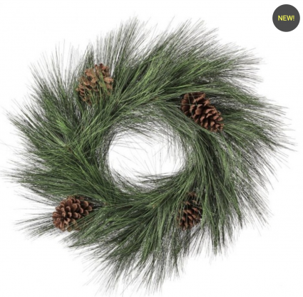 Horsetail Pine Wreath with Cone 30"
