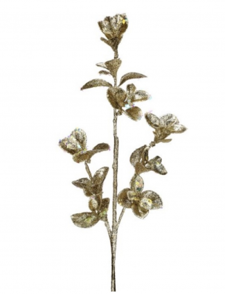 Champagne Glitter Sequin Blossom Spray 22"