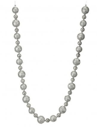 White Silver Glitter Ball Garland 60"