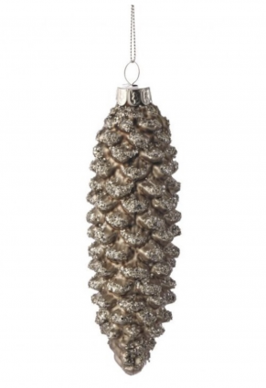 Platinum Glass Forest Pinecone Ornament 4.5" 