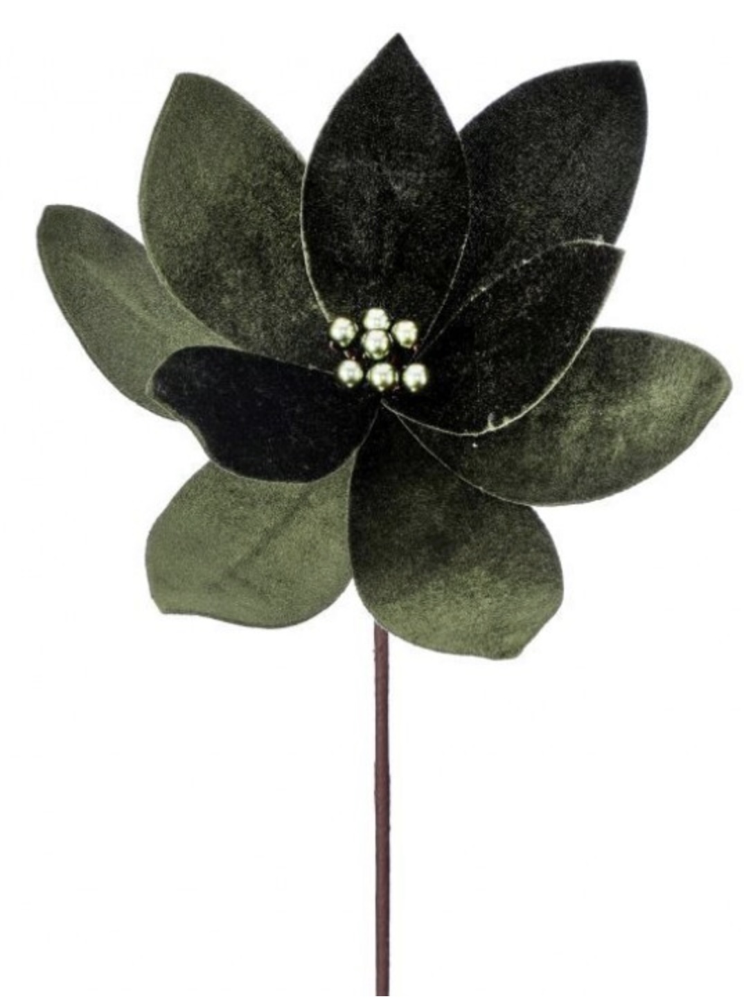 Deluxe Velvet Emerald Poinsettia Stem 24"