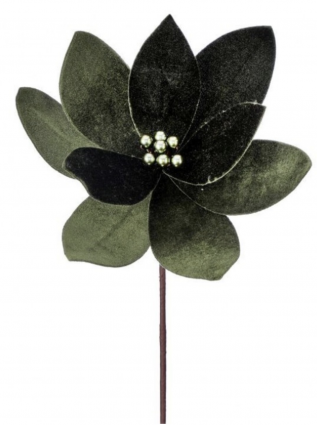 Deluxe Velvet Emerald Poinsettia Stem 24"