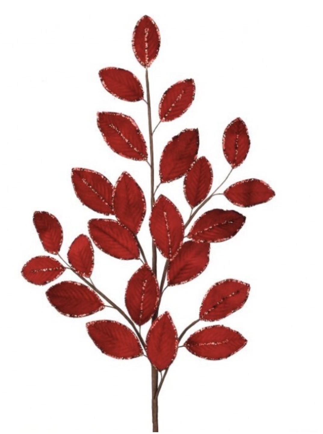 Mini Red & Gold Velvet Leaf Spray 21"