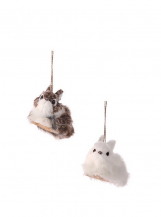 Fur Winter Rabbit Ornaments 3.5" (sold separately)