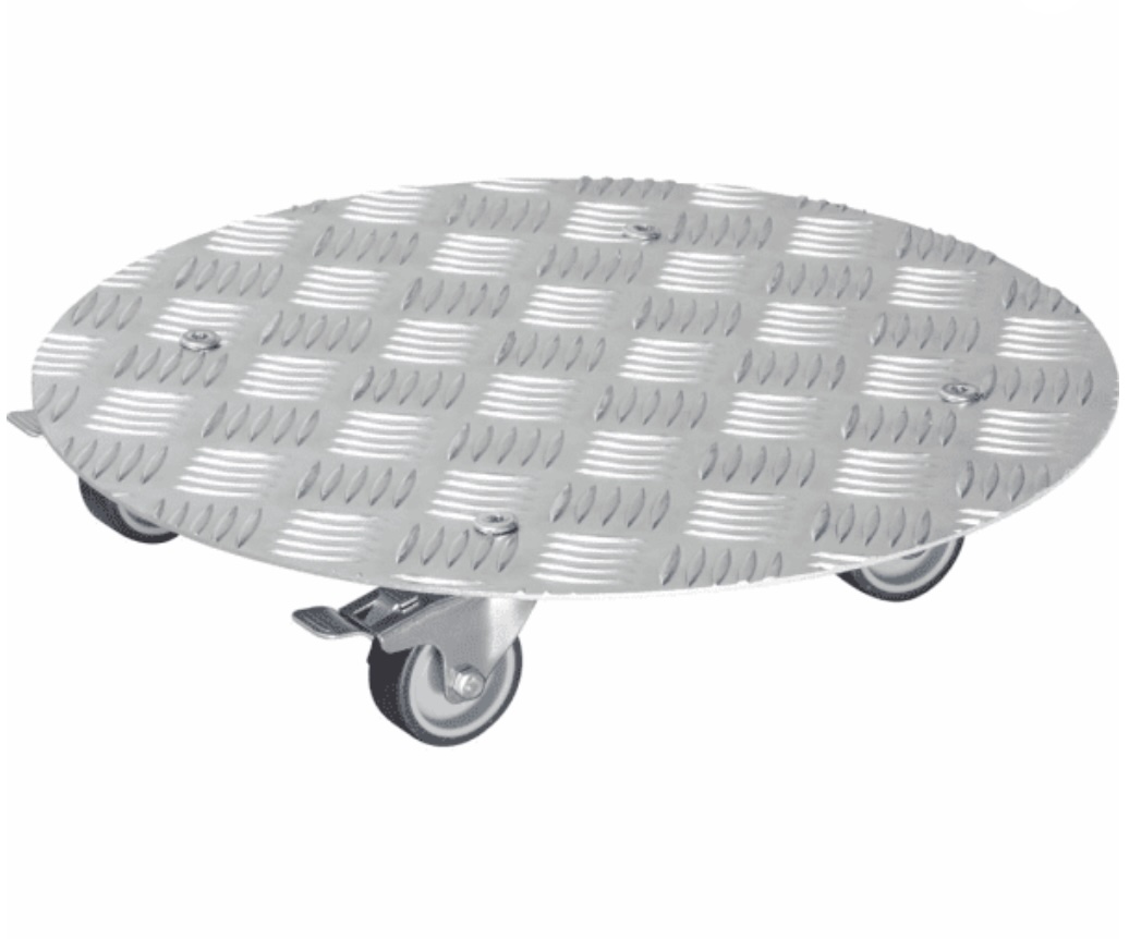Silver Round Diamond Plated Aluminum Plant Caddy 15"