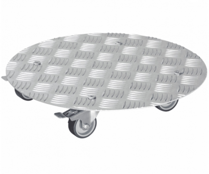 Silver Round Diamond Plated Aluminum Plant Caddy 15"