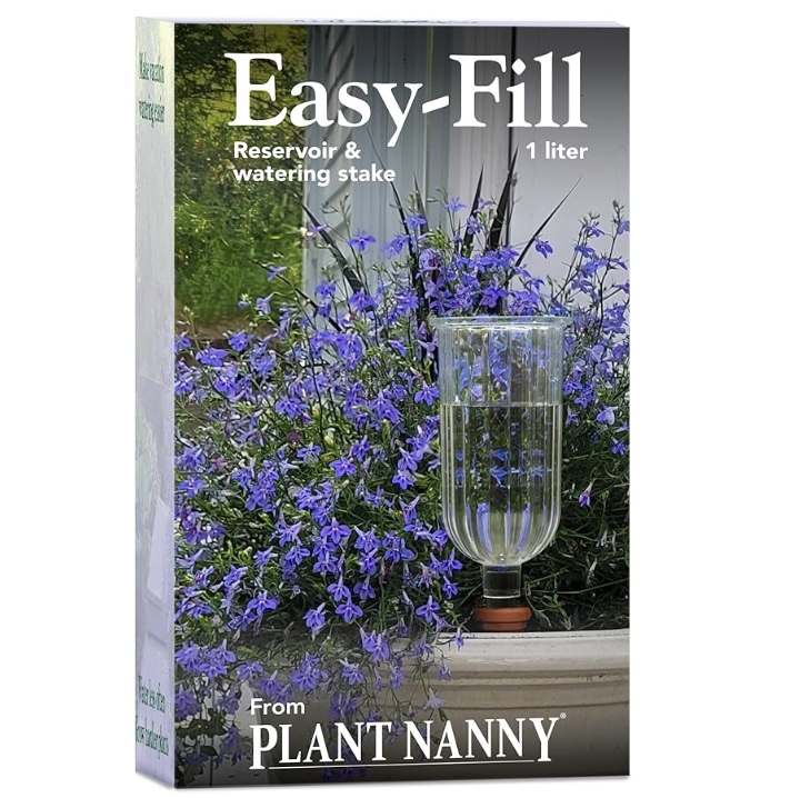 Plant Nanny Easy-Fill Fluted Reservoir Stake Set (Single, 1000 ml, Clear)