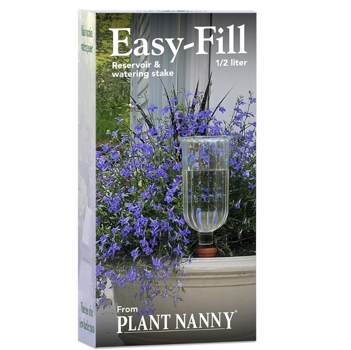 Plant Nanny Easy-Fill Fluted Reservoir Stake Set (Single, 500 ml, Clear)