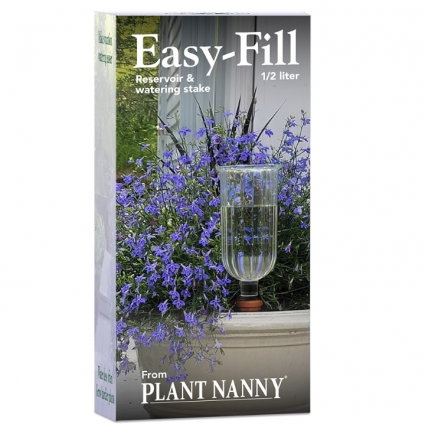 Plant Nanny Easy-Fill Fluted Reservoir Stake Set (Single, 500 ml, Clear)