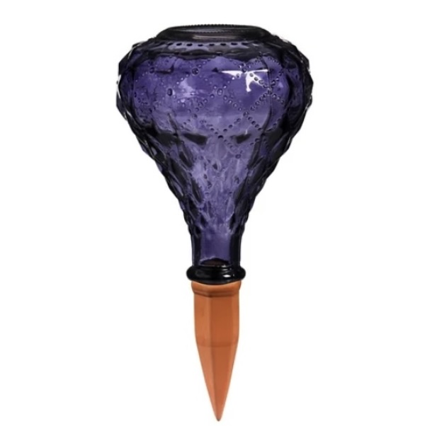 Faceted Glass Watering Globe with Terracotta Stake