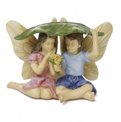 Fairy Garden Friends Caught in the Rain