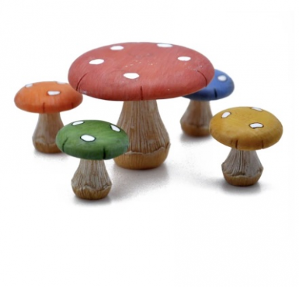 Fairy Garden Mushroom Table & Chairs (5 Pieces)