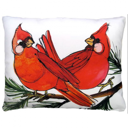 Wreath with Red Ribbon & Cardinal Pillow 19"X24" 