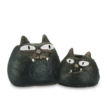 PLANTER, SPOOKY & FANG CATS 3.5"