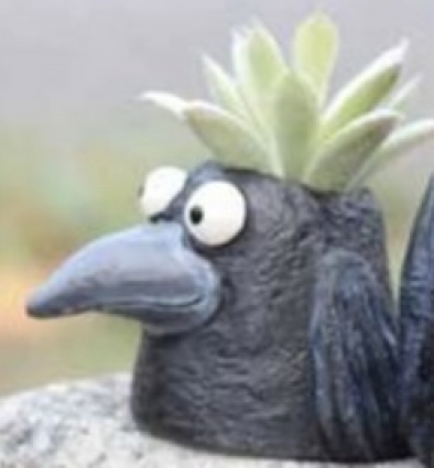 Baby Eddie Crow Planter 2.25"H