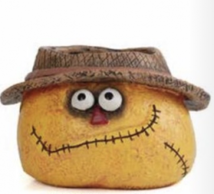 Strawman Dan Scarecrow Planter 3"H