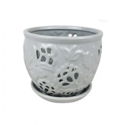 Grey Jacobian Orchid Pot  5.5"W