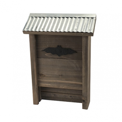 Rustic Farmhouse Bat House (Large) with Galvanized Roof & Bat Accent