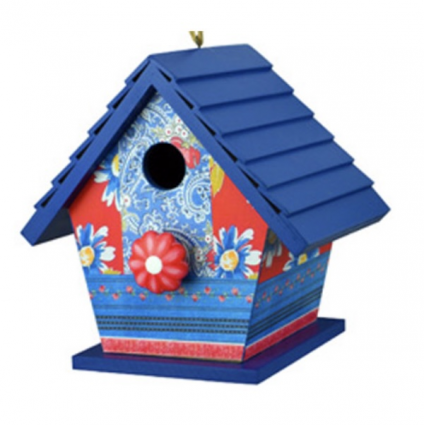 Blue Patchwork Birdhouse