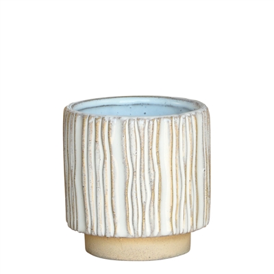 Ramos Vertical Stripe Cachepot � 4.5" Stoneware