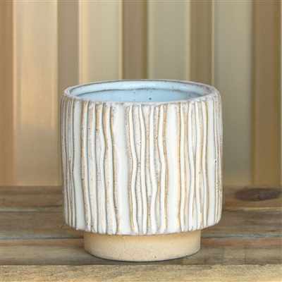 Ramos Vertical Stripe Cachepot � 6.5" Stoneware