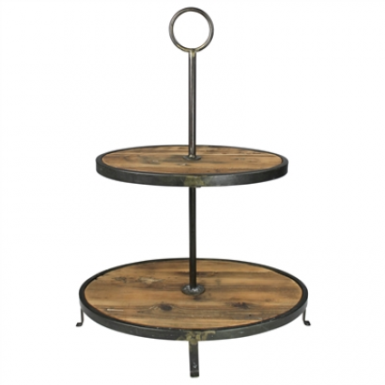 Catalina Two-Tier Stand  Oval Wood 