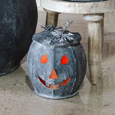 PUMPKIN, 7.5"H BLACK TIN
