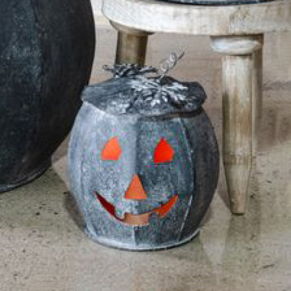PUMPKIN, 7.5"H BLACK TIN