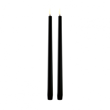 CANDLE, LED SLIM TAPER BLK 2/PK