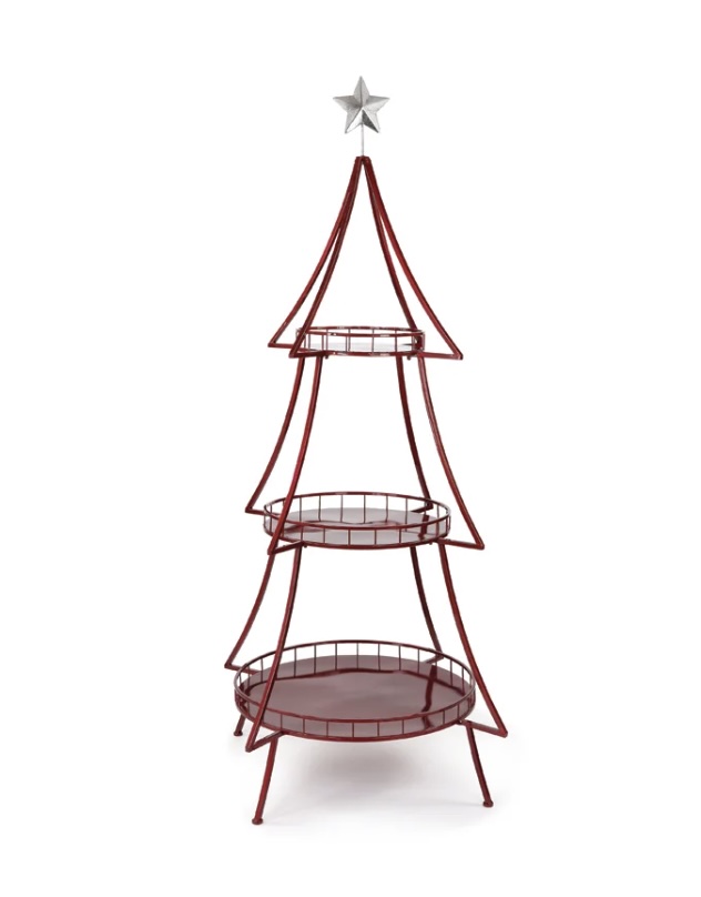 Iridescent Red Christmas Tree Shelf 90"H