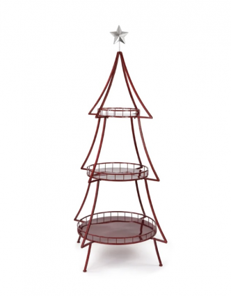 Iridescent Red Christmas Tree Shelf 90"H