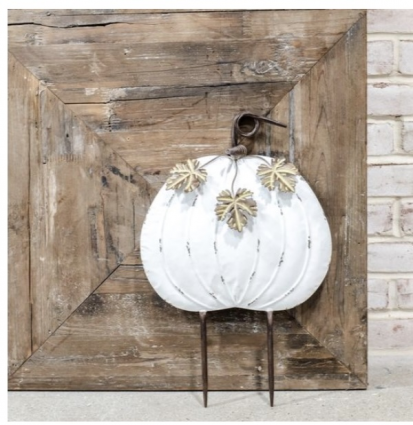 White Pumpkin Garden Stake 18"