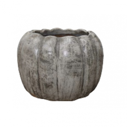 Silver Pumpkin Planter