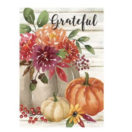 'Grateful' Floral Fall Flag