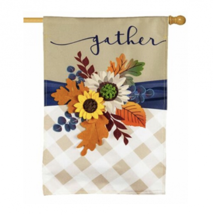 Gather Fall Floral House Flag
