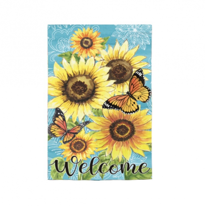 Sunflower & Butterfly Mini Burlap Flag